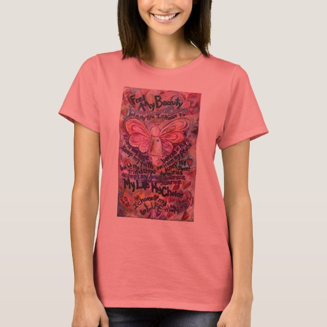 Camiseta Siente mi belleza Ángel de Cáncer Rosa (Anverso)