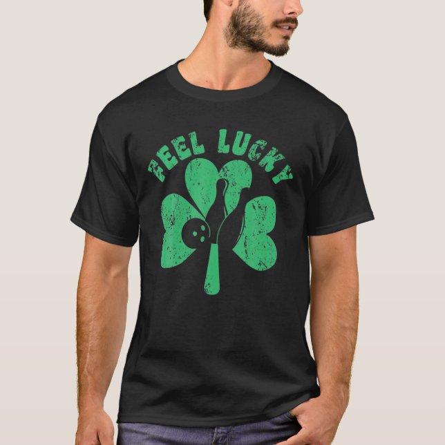 Camiseta Siéntete afortunado Shamrock Bowling Ball Skittles (Anverso)