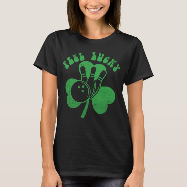 Camiseta Siéntete afortunado Shamrock Bowling Ball Skittles (Anverso)