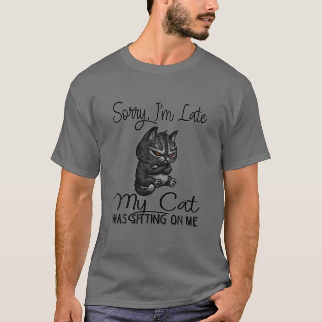 Camiseta Siento haber tardado en que mi gato me estaba sent (Anverso)