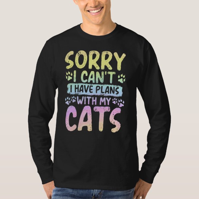 Camiseta Siento no poder tener planes con mis gatos Pastel  (Anverso)
