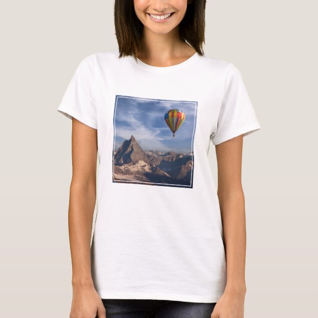 Camiseta Sierra | Alpes suizos en globo aerostático (Anverso)