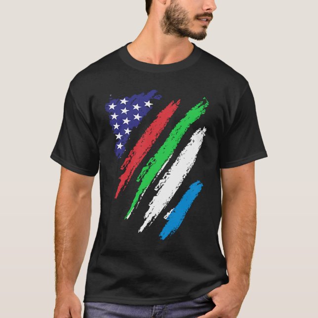 Camiseta Sierra Leona Americana Bandera Grosera Patriota de (Anverso)