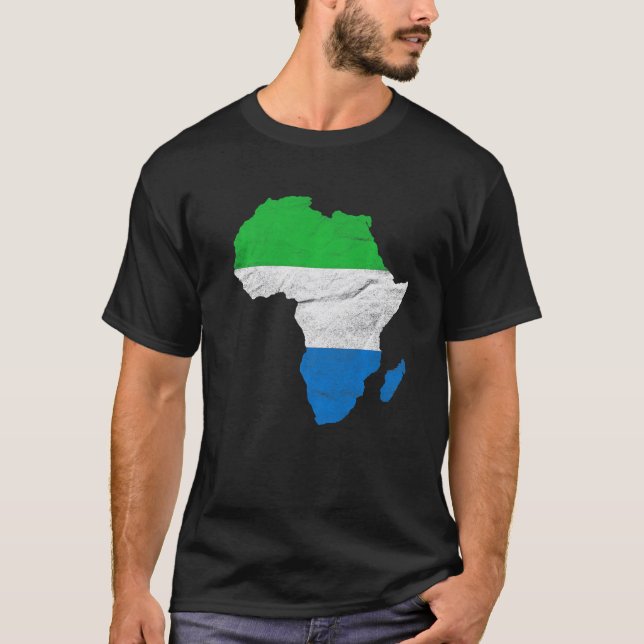 Camiseta Sierra Leona Bandera África Continente Silhouette  (Anverso)