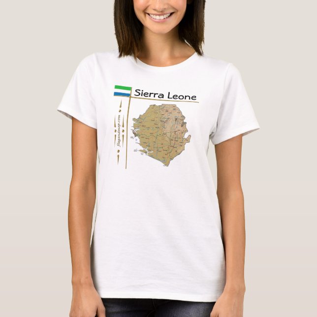 Camiseta Sierra Leona Mapa + Bandera + Título (Anverso)
