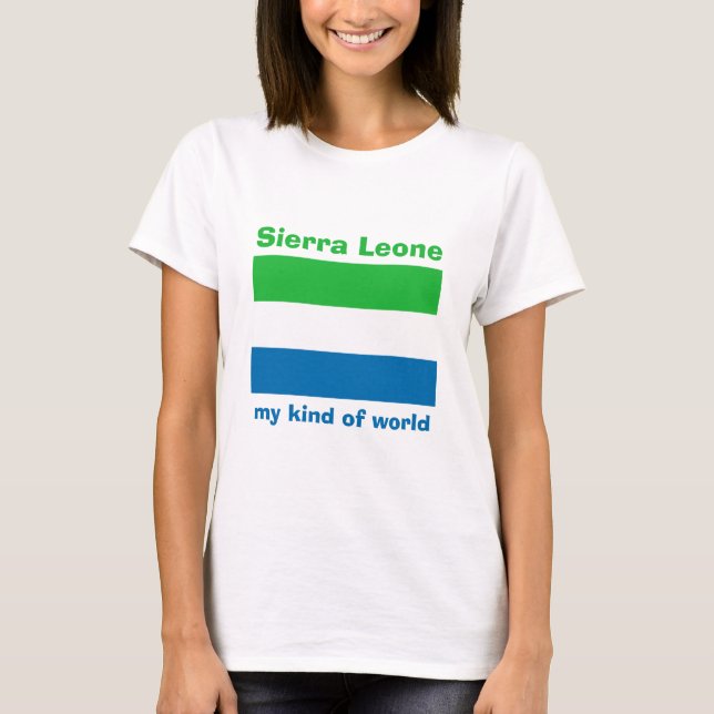 Camiseta Sierra Leone Bandera + Mapa + Texto (Anverso)