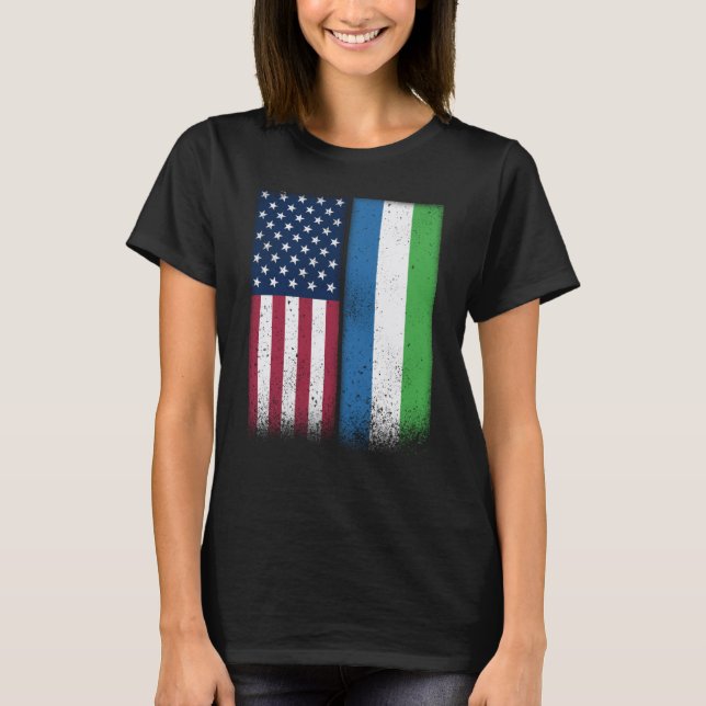 Camiseta Sierra Leone Sierra Leonean American Flags Proud U (Anverso)