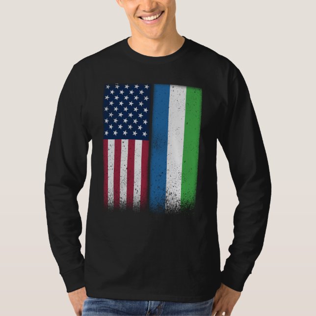 Camiseta Sierra Leone Sierra Leonean American Flags Proud U (Anverso)