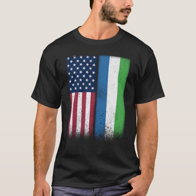 Camiseta Sierra Leone Sierra Leonean American Flags Proud U (Anverso)