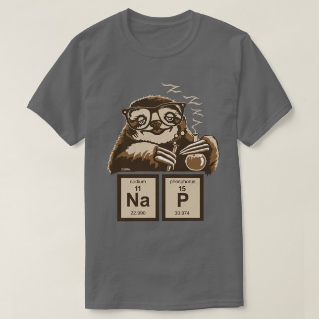 Camiseta Siesta descubierta pereza de la química (Diseño del anverso)