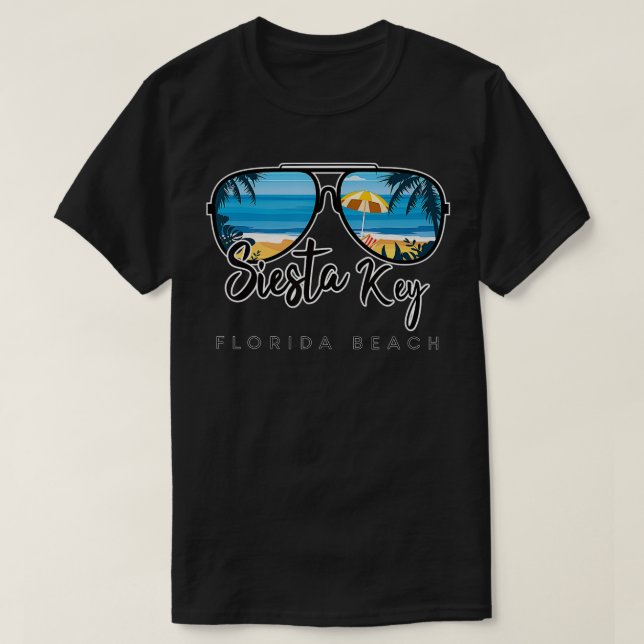 Camiseta Siesta Key Beach Florida Palm Tree Gafas de sol So (Diseño del anverso)