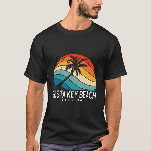 Camiseta Siesta Key Beach Florida Tropical Beach Palm Tree (Anverso)