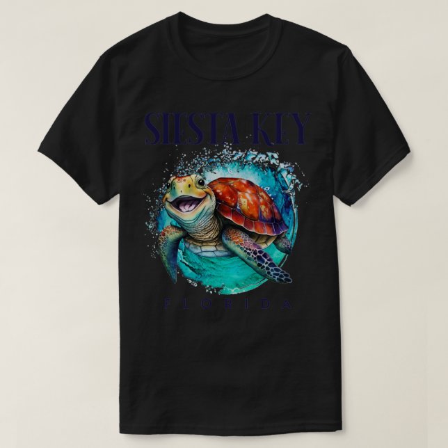 Camiseta Siesta Key Florida Acuarela Feliz Turba de Mar (Diseño del anverso)