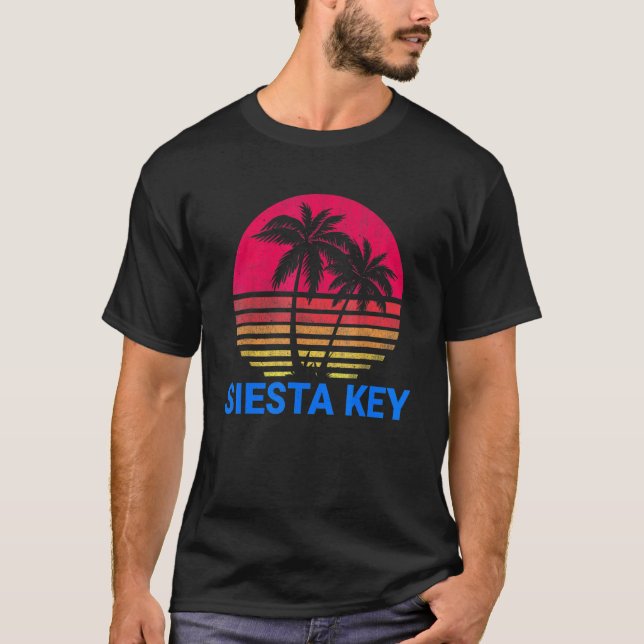 Camiseta Siesta Key Florida Beach Vacation Family Retro Dis (Anverso)