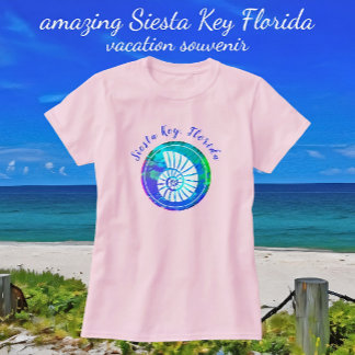 Camiseta Siesta Key Florida Colorida Concha Marina Hermosa