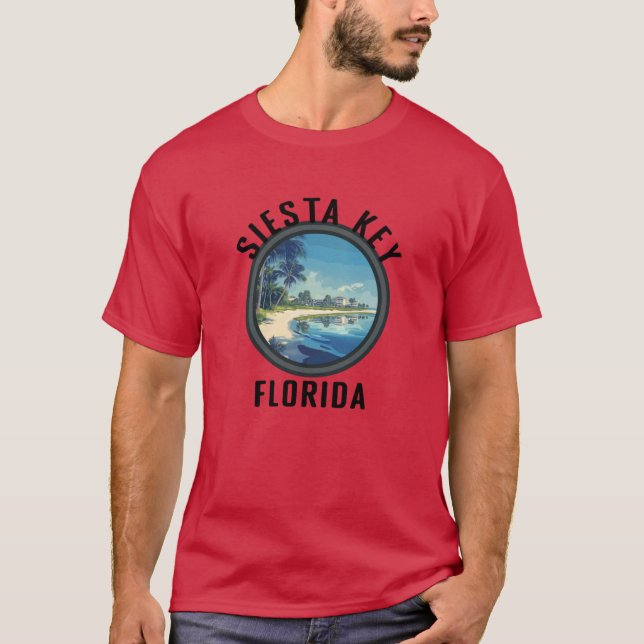 Camiseta Siesta Key Florida con letras negras (Anverso)