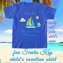 Camiseta Siesta Key, Florida Ocean Sailboat y Nombre