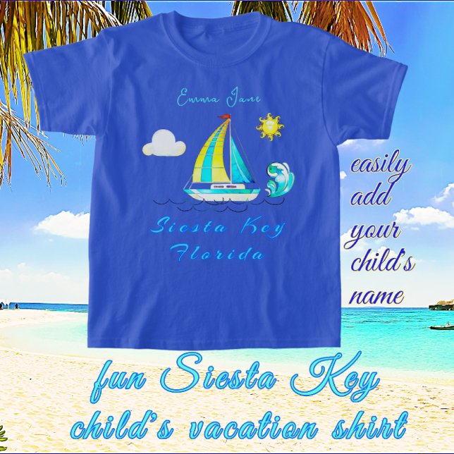 Camiseta Siesta Key, Florida Ocean Sailboat y Nombre (Subido por el creador)