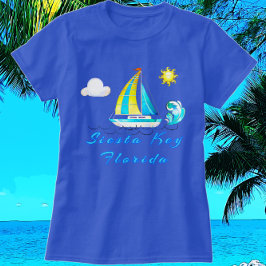 Camiseta Siesta Key Florida Olas oceánicas y velero