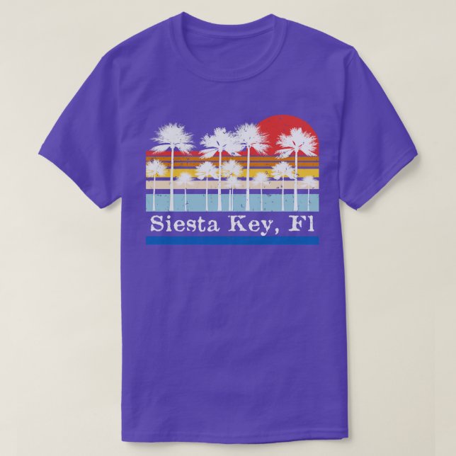 Camiseta Siesta Key Florida Palm Trees Coloblock Graphic Su (Diseño del anverso)