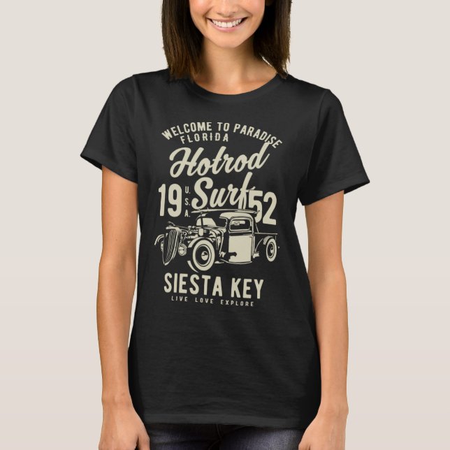 Camiseta Siesta Key Florida Retro Hotrod Surf 2 (Anverso)