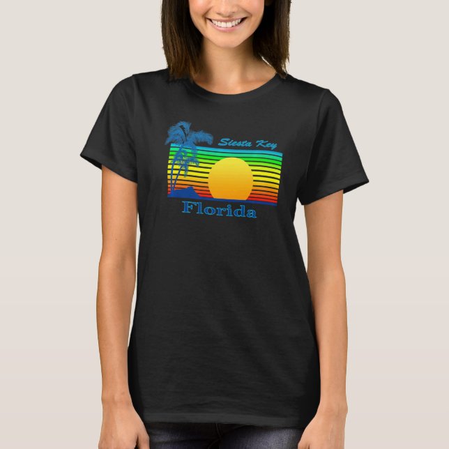 Camiseta Siesta Key Florida Retro Tropical Beach Sunset (Anverso)