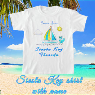 Camiseta Siesta Key, Florida Sailboat Sun y Name