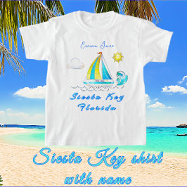 Camiseta Siesta Key, Florida Sailboat Sun y Name