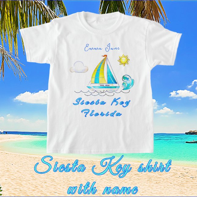Camiseta Siesta Key, Florida Sailboat Sun y Name (Subido por el creador)