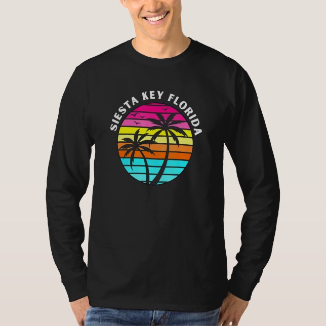 Camiseta Siesta Key Florida Sunset Palm Trees Family Vacati (Anverso)