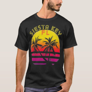 Camiseta Siesta Key Florida Vintage Sunset Colours Palm Tre