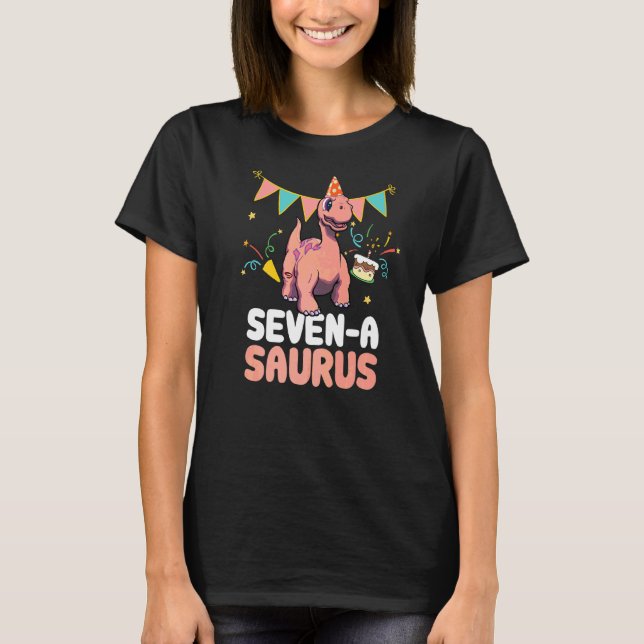 Camiseta Siete A Saurus Dinosaur Cute Kiddo Apatosauro (Anverso)