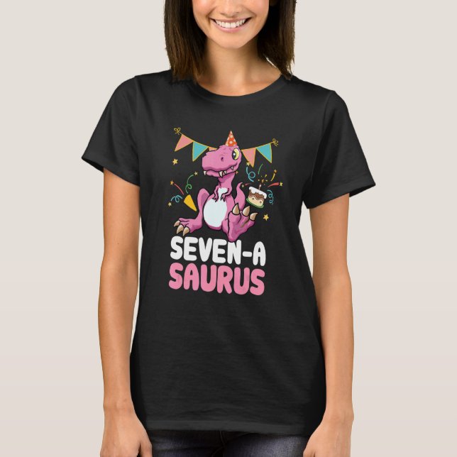 Camiseta Siete A Saurus Dinosaur Cute Kiddo Rex 2 (Anverso)