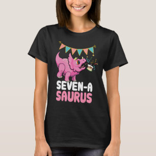Camiseta Siete A Saurus Dinosaur Cute Kiddo Triceratops 1