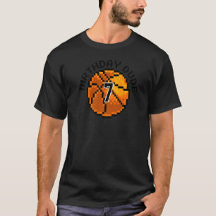 Camiseta Siete Amigo De 7 Años De Cumpleaños Pixel Basketba