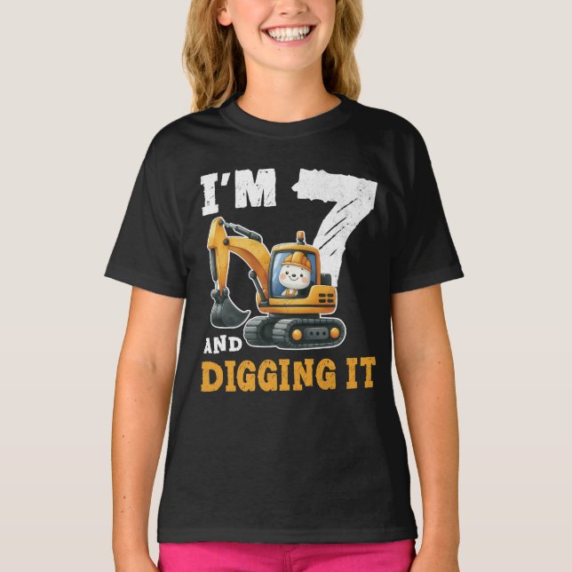 Camiseta Siete años 7.º cumpleaños Construcción de Digger B (Anverso)