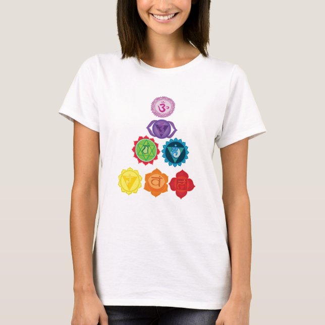 Camiseta Siete Chakra Yoga Mom Maternity T-Shirt, Blanco (Anverso)