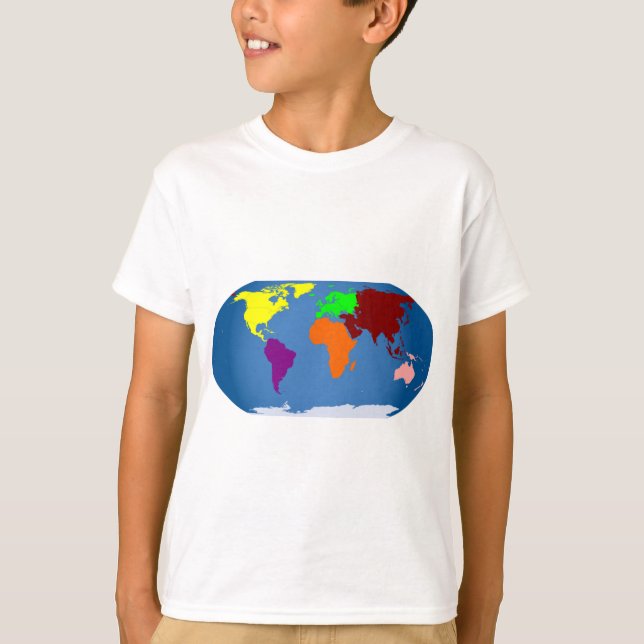 Camiseta Siete continentes coloreados (Anverso)