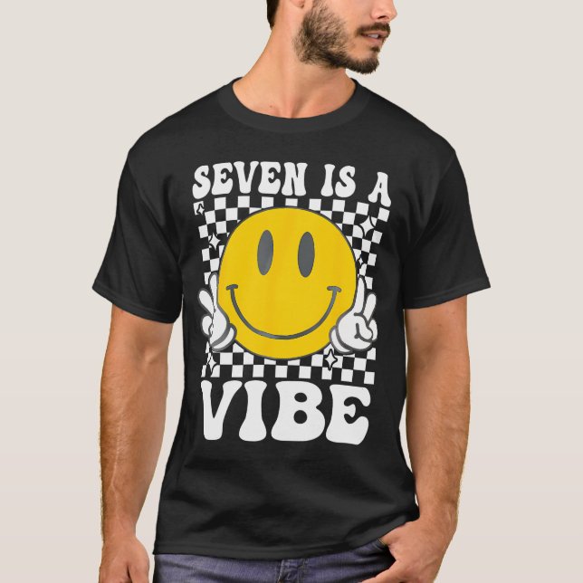 Camiseta Siete Es Un Vibe 7 Años Chicas De Niños Groovy 7 A (Anverso)
