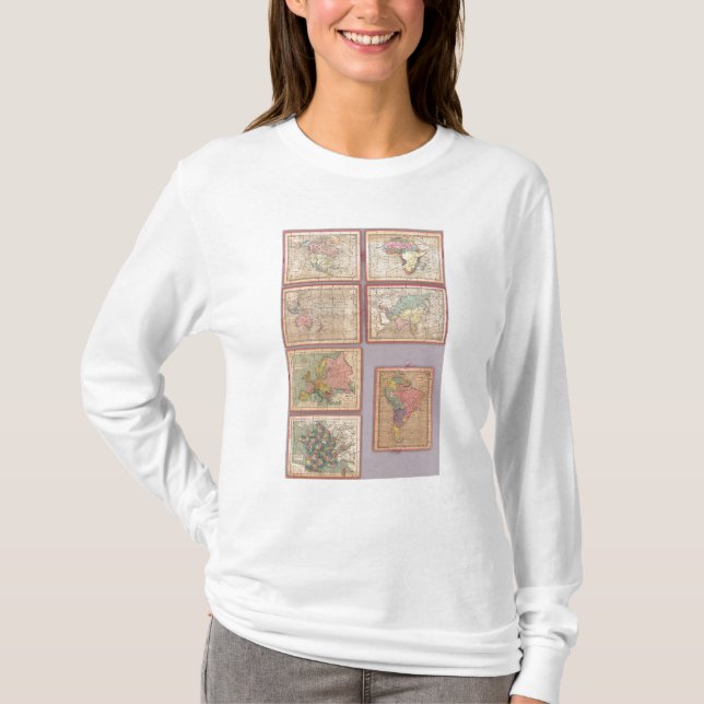 Camiseta Siete mapas del rompecabezas del mundo (Anverso)