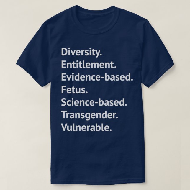 Camiseta Siete palabras prohibidas Texto blanco  (Diseño del anverso)