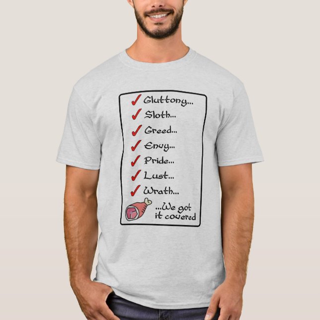 Camiseta Siete pecados impresionantes (Anverso)