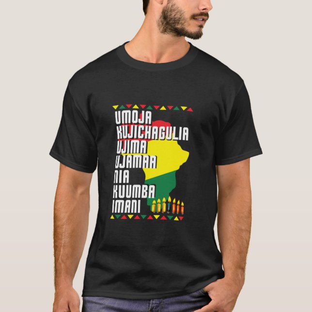 Camiseta Siete principios de Kwanzaa Mapa africano de hombr (Anverso)
