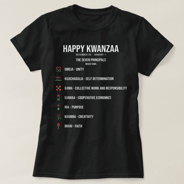 Camiseta Siete principios de la celebración de Kwanzaa - Fe (Diseño del anverso)