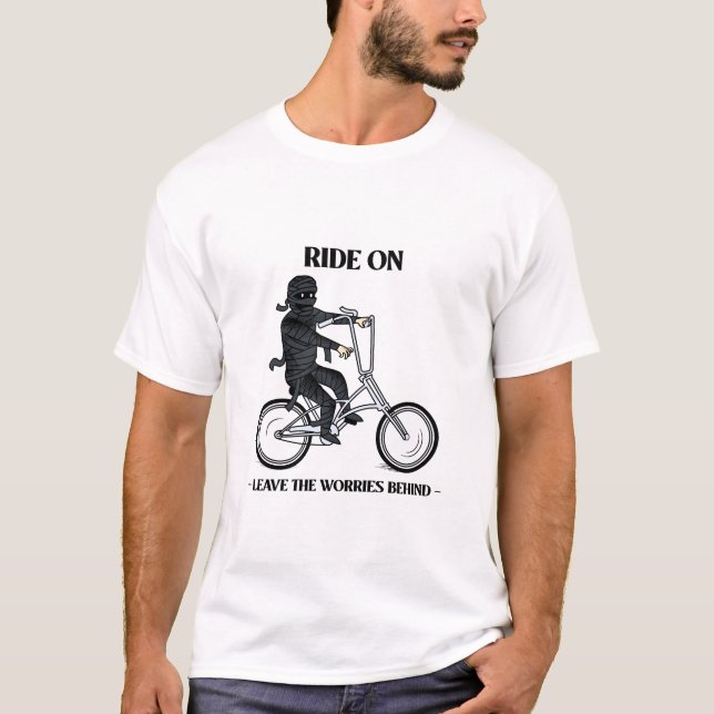 Camiseta Siga, deje las preocupaciones detrás del CICLISMO (Anverso)