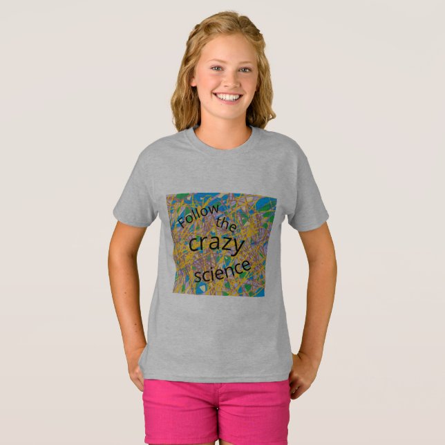 Camiseta siga el negro loco del huérfano de la ciencia (Anverso completo)