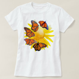 Camiseta Siga La Mariposa De Color De Agua Claro Monarca