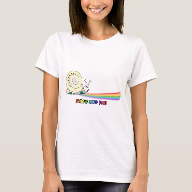 Camiseta Siga su arco iris lindo del caracol de la (Anverso)
