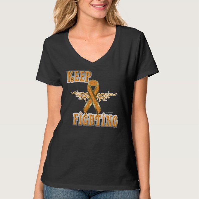 Camiseta Sigan Luchando Contra El Cáncer De Riñón Damas V-N (Anverso)