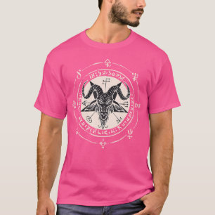 Camiseta Sigil Baphomet Pentagram Occult Satanic Cabeza de 